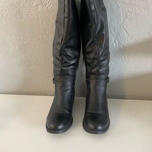 Black Leather Knee-High Boots